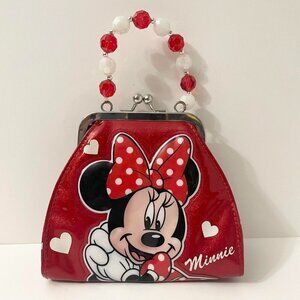 Disney Parks Minnie Mouse Purse Beaded Handle Heart Polka Dots Flaws